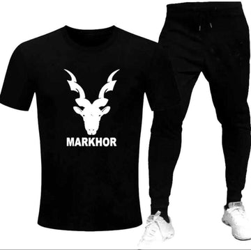 Black Trendy Markhor Printed Track Suit For Men & Boys