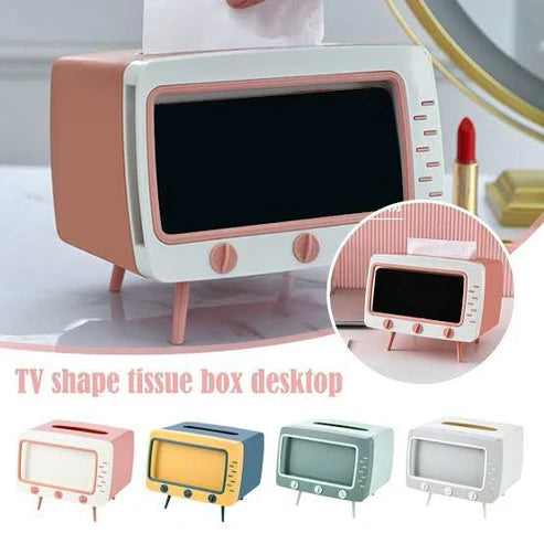 Creative TV Shape Tissue Box And Phone Holder